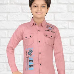 FASHION GRAB Boys Classic Regular Fit Spread Collar Typography Printed Cotton Casual Shirt-image-90