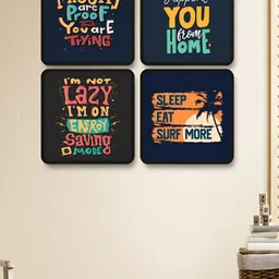 Livin'luxe Black & Yellow Set of 4 Piece MDF Other Wall Paintings-picture-11