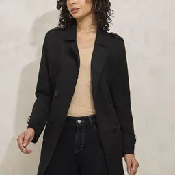 SHOWOFF Women Suede Windcheater Lapel Collar Tailored Jacket-18