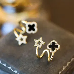 PASU FASHION Artificial Stones Studded Enamelled Star Shaped Studs-picture-26