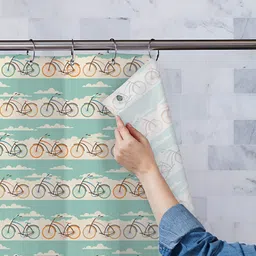 ArtzFolio Green & Cream-Colored Printed Waterproof Shower Curtain-image-80