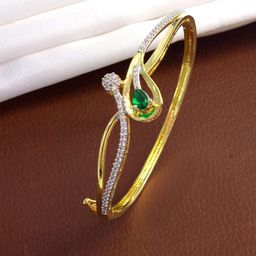 PRIVIU Women Brass American Diamond Gold-Plated Bangle-Style Bracelet-image-4
