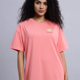 Converse Women V-Neck Drop-Shoulder Sleeves Raw Edge T-shirt-image-52
