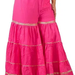 Women Flared Pink Viscose Rayon Trousers-image-66