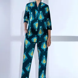 Readiprint Printed Mandarin Collar Pure Cotton Curved Style Tunic With Trousers-image-95