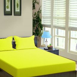 Trance Home Linen Yellow Striped 200 TC King Fitted Bedsheet Set 1.98 m x 1.83m-image-18