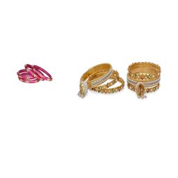 Somil Elegant Combo Glass Bangle Set | Handmade Traditional Chudi For Women | Perfect For Daily & Occasion Use, Combo Of 2 Set, Multicolor, Golden-image-97