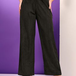 Kotty Women Loose Fit High-Rise Corduroy Pleated Trousers-picture-39