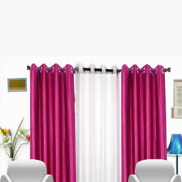 213 cm (7 ft) Polyester Semi Transparent Door Curtain (Pack Of 3) (Plain, Multicolor)-image-90