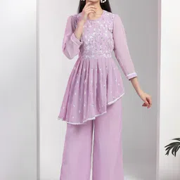 FASHION DREAM Girls Floral Embroidered Regular Kurta with Palazzos-picture-43