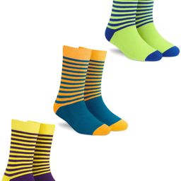Dynamocks Pack Of 3 Striped Cotton Calf Length Socks-92