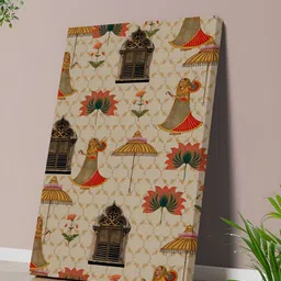 Livin'luxe White & Brown Indian Traditional Pattern Canvas Wall Art-picture-21
