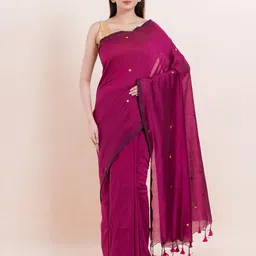 PUKU Embellished Mukaish Pure Cotton Saree-picture-6