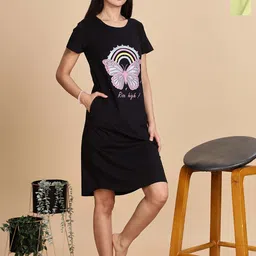 9shines Label Women Pack of 2 Plus Size Printed Nightdress-image-12