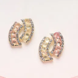 AVANT-GARDE PARIS Gold-Plated Artificial Stones Studded And Beaded Contemporary Studs-image-33