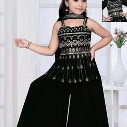 MD ENTERPRISE Kids-Girls Black Clothing Set-image-58