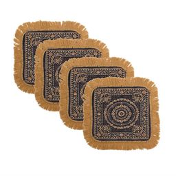 Kuber Industries 4-Pcs Grey & Beige Printed Pooja Mats-0