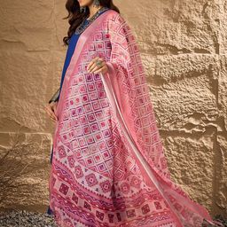 InWeave V Neck A Line Kurta With Palazzos & Dupatta-2