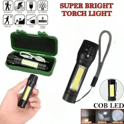 Mini Rechargeable Battery Led 2in1 Flashlight USB Zoomable Powerful Camping 2 hrs Torch Emergency Light-13