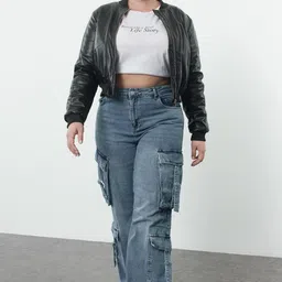 Trendyol Women Pure Cotton Plus Size Mildly Distressed Jeans-image-40