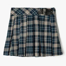 Koton Pleated A- Line Checked Mini Skirts-image-54