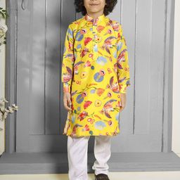 Ministitch Boys Floral Printed Kurta with Pyjama-image-92