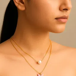 Tipsy closet Gold-Plated Stainless Steel Artificial Stones & Beads Necklace-picture-41
