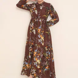 BIGDART Women Floral Print Tie-Up Neck Maxi Dress-image-33