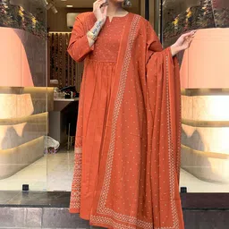 GoSriKi Women Ethnic Motifs Printed Regular Kurta with Palazzos & With Dupatta Kurta Sets-picture-1