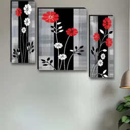 Myntra Elegant Homes Grey & White 3 Pieces Floral And Botanical Wall Arts-image-10