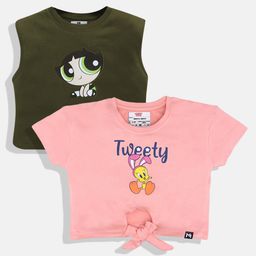 YK X Minute Mirth Girls Pack Of 2 Printed Crop Tops-image-76