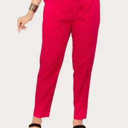 COTTON CULTURE Women Rani Pink Cotton Lycra Pant-picture-16