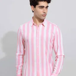 Metronaut Men Regular Fit Spread Collar Vertical Striped Cotton Casual Shirt-image-130