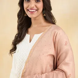 Fabindia Embroidered Dupatta with Chikankari-image-71