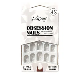 JUSTGOLD Professional Obsession Set Of 24 Press On Pre Glued Waterproof Nails - Shade 45-image-46