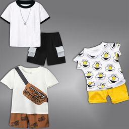 BAESD Kids Pack Of 3 Printed Short Sleeves T-shirt With Shorts-37