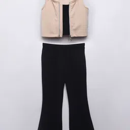 taffykids Girls Checked Hooded Jacket With Trouser & Crop Top-picture-3