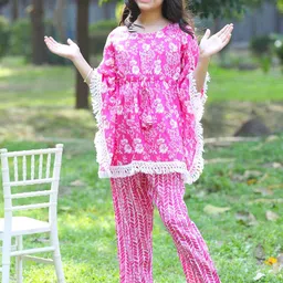 Cutiekins Girls Floral Printed Regular Kurta with Palazzos-image-6