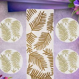 YWULY 5-Pcs White & Brown Ethnic Motifs Embellished Table Linen Set-26