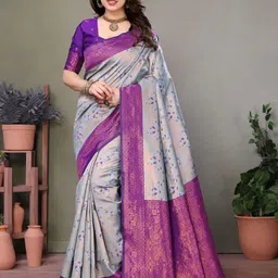 Shriyangan Ethnic Motifs Zari Pure Silk Kanjeevaram Saree-image-86