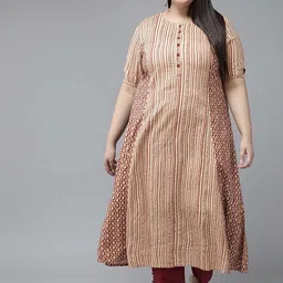 IKRASS Women Floral Printed Plus Size Thread Work A-Line Kurta-picture-19