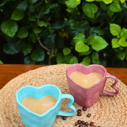 WEAVING HOMES Pink & Blue 2 Pieces Textured Ceramic Glossy Mugs 220ml each-43