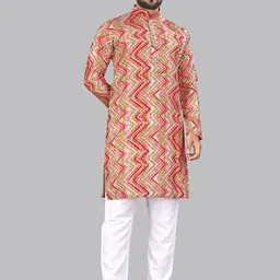 allan peter Men Geometric Checked Mirror Work Kurta-28