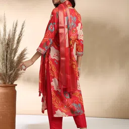 MOKOSH Floral Printed Sequinned Straight Kurta With Trouser And Dupatta image 2