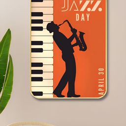 Livin'luxe Black & Cream-Coloured Wooden Jazz Festival Painting Wall Art-picture-31