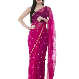 DURGA EMPORIO Embellished Zari Pure Chiffon Bandhani Saree-picture-50