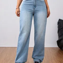NU CLOTHS Women Jean Baggy Fit High-Rise Light Fade Stretchable Jeans-picture-30