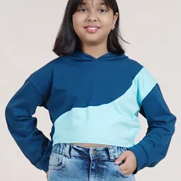 KiddoPanti Girls Colourblocked Hood Pure Cotton T-shirt-image-55