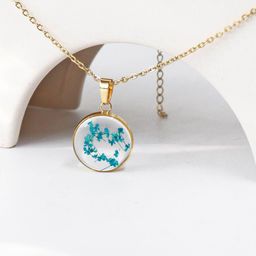Varico Gold-Plated Stainless Steel Floral Resin Circular Shaped Pendant With Chain-3