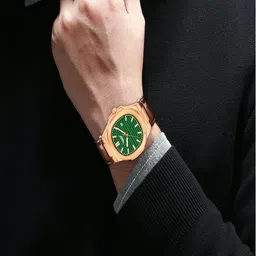 Hala Men Patterned Dial & Straps Analogue Watch PP-3100-Green Brown image 2